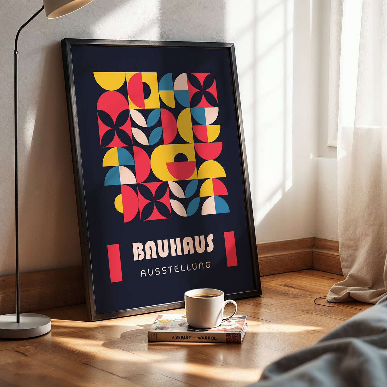 Colourful Bauhaus Poster, Geometric Abstract Wall Art, Framed Giclée Fine Art Print
