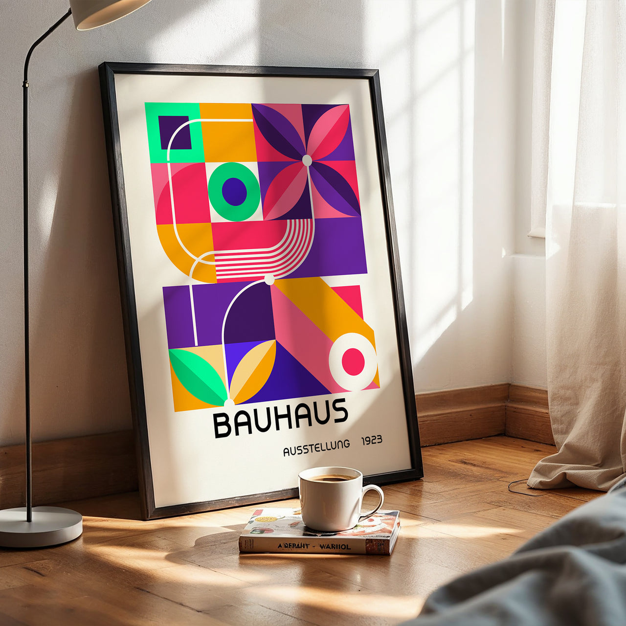 Colourful Bauhaus Print, Geometric Abstract Wall Art, Framed Giclée Fine Art Poster