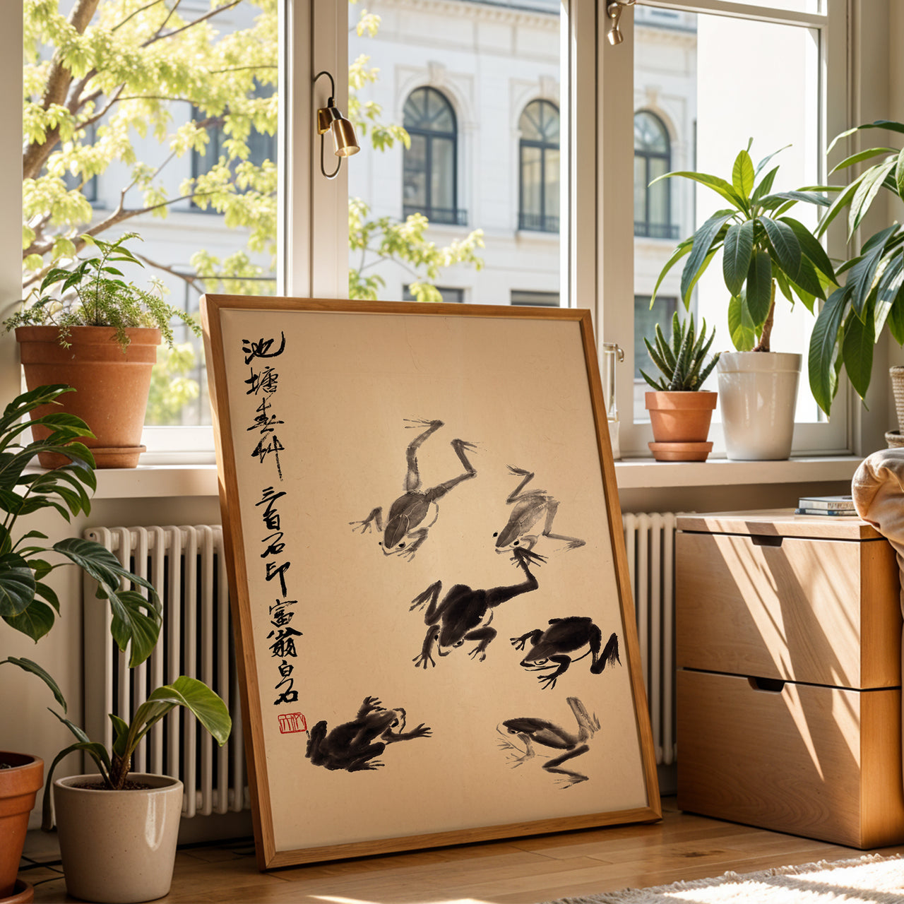 Five Frogs Print | Matsumoto Hōji Japanese Ink Art