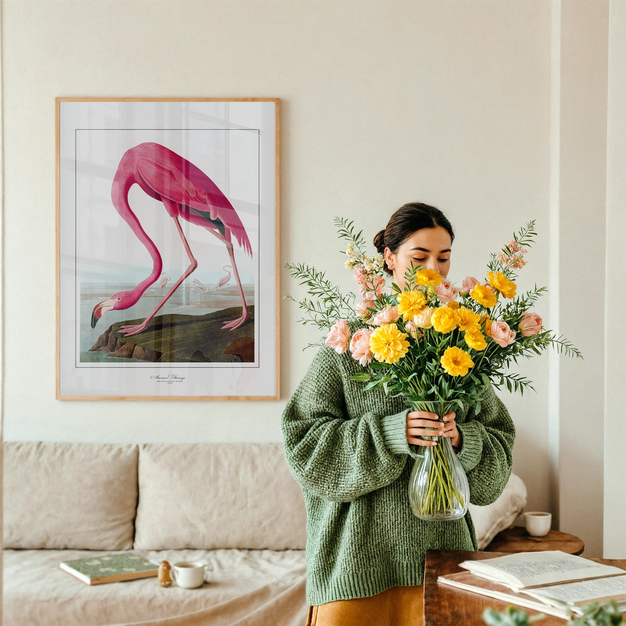 American Flamingo, John James Audubon, Framed Giclée Fine Art Poster Print