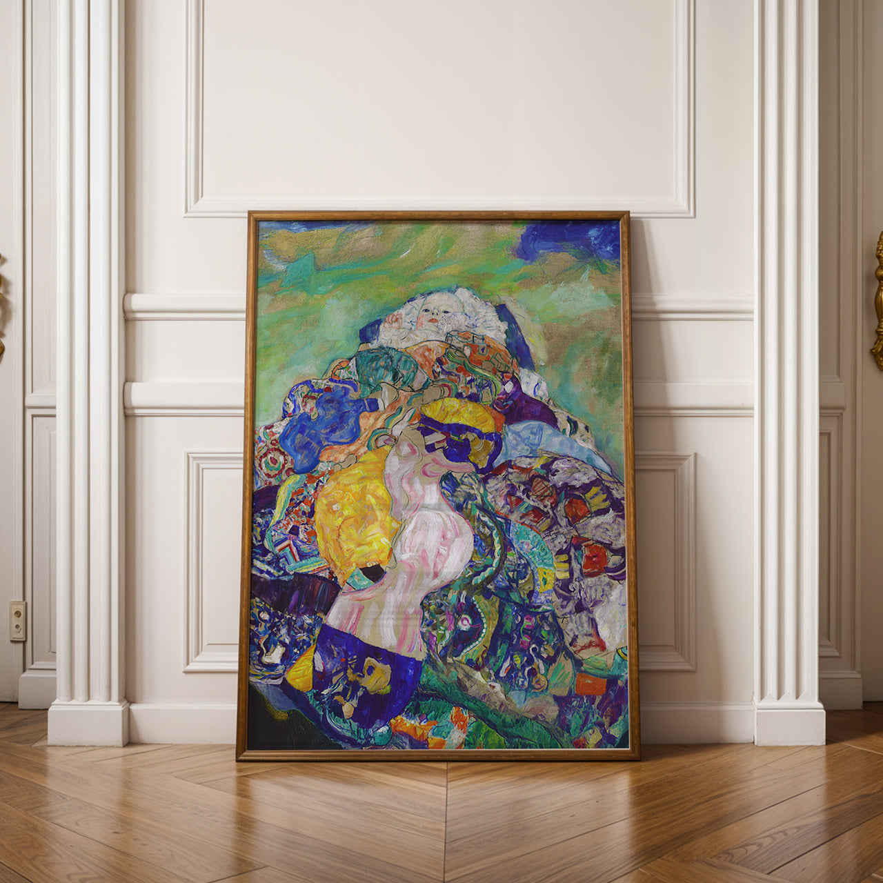 Gustav Klimt  Baby Cradle Art Print | Framed or Unframed | Fine Art Nursery Decor |  Colourful Bedroom and Living Room Print