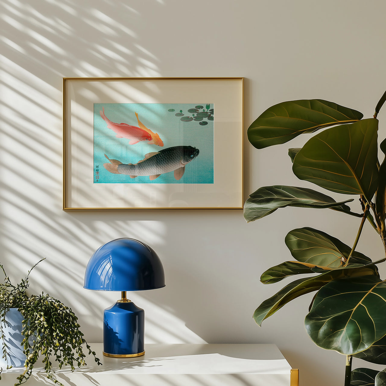 Koi Carp, Vintage Japanese, Framed Giclée Fine Art Poster Print