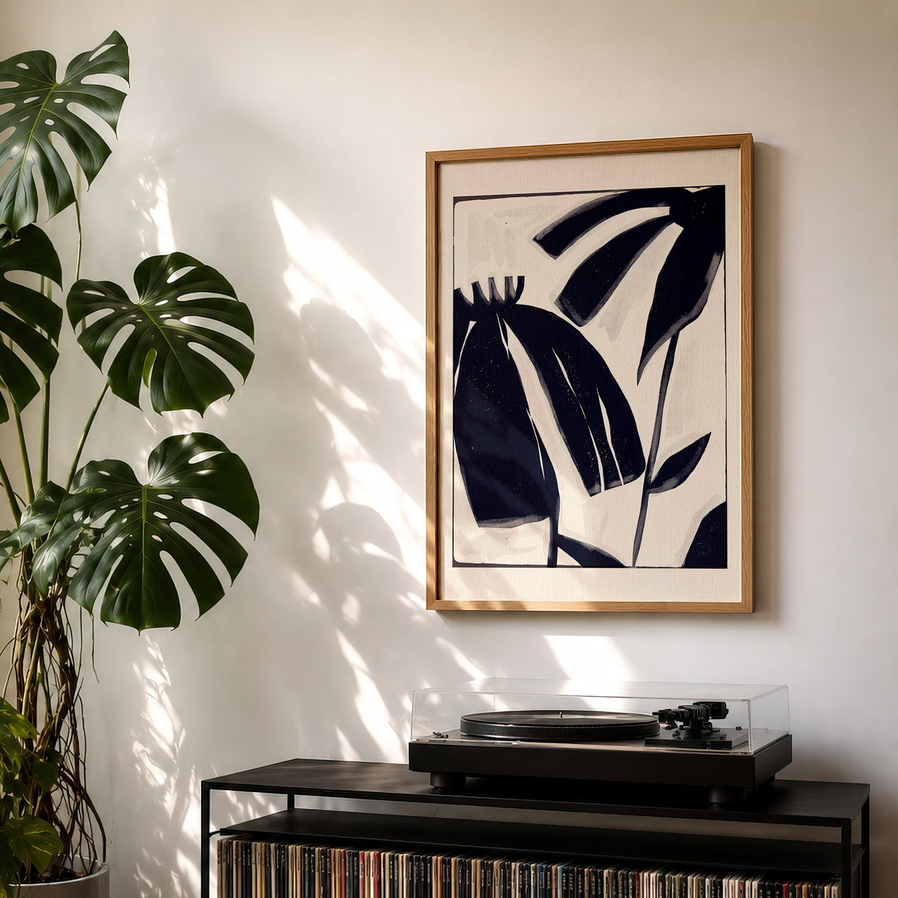 Minimalist Botanical Print | Monochrome Leaf Wall Art