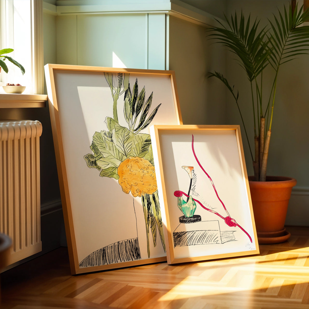 Flower Sketch #5, Andy Warhol Inspired Artworks, Framed Giclée Fine Art Poster Print