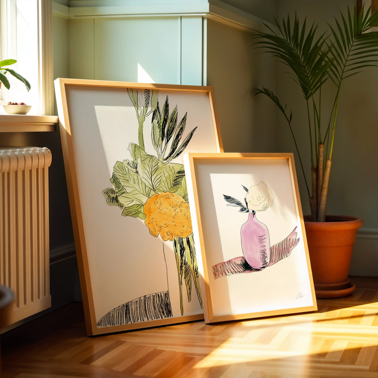 Flower Sketch #3, Andy Warhol Inspired Artworks, Framed Giclée Fine Art Poster Print