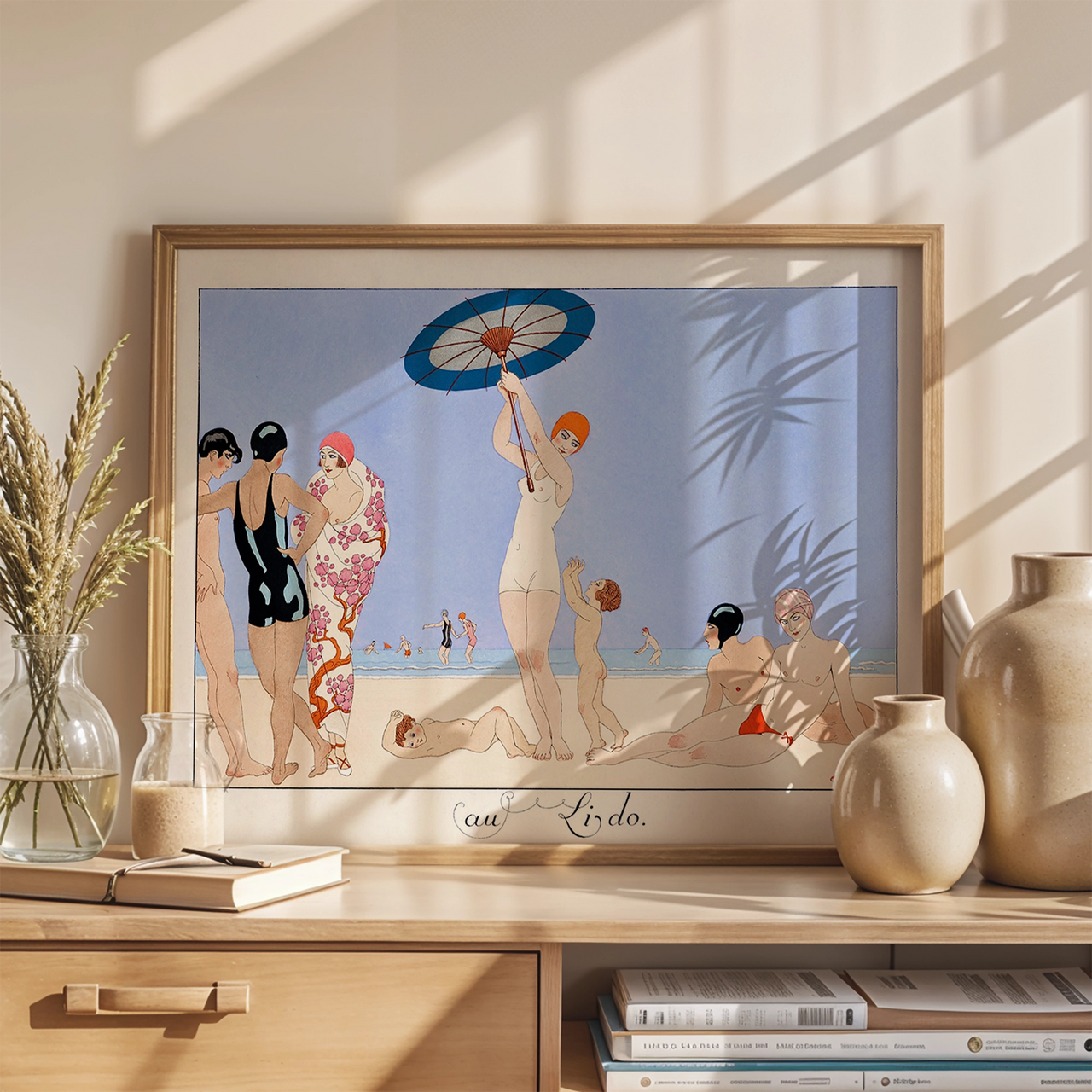 Au Lido, Vintage Collection, Framed Giclée Fine Art Poster Print