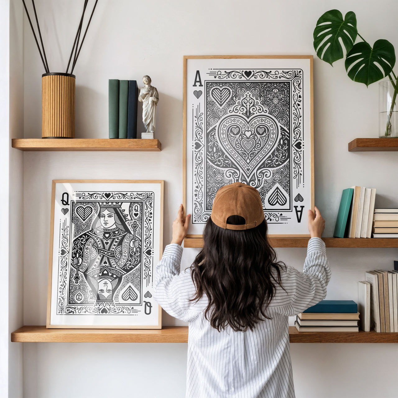 Ace of Hearts Playing Card Print | Vintage Black & White Wall Art