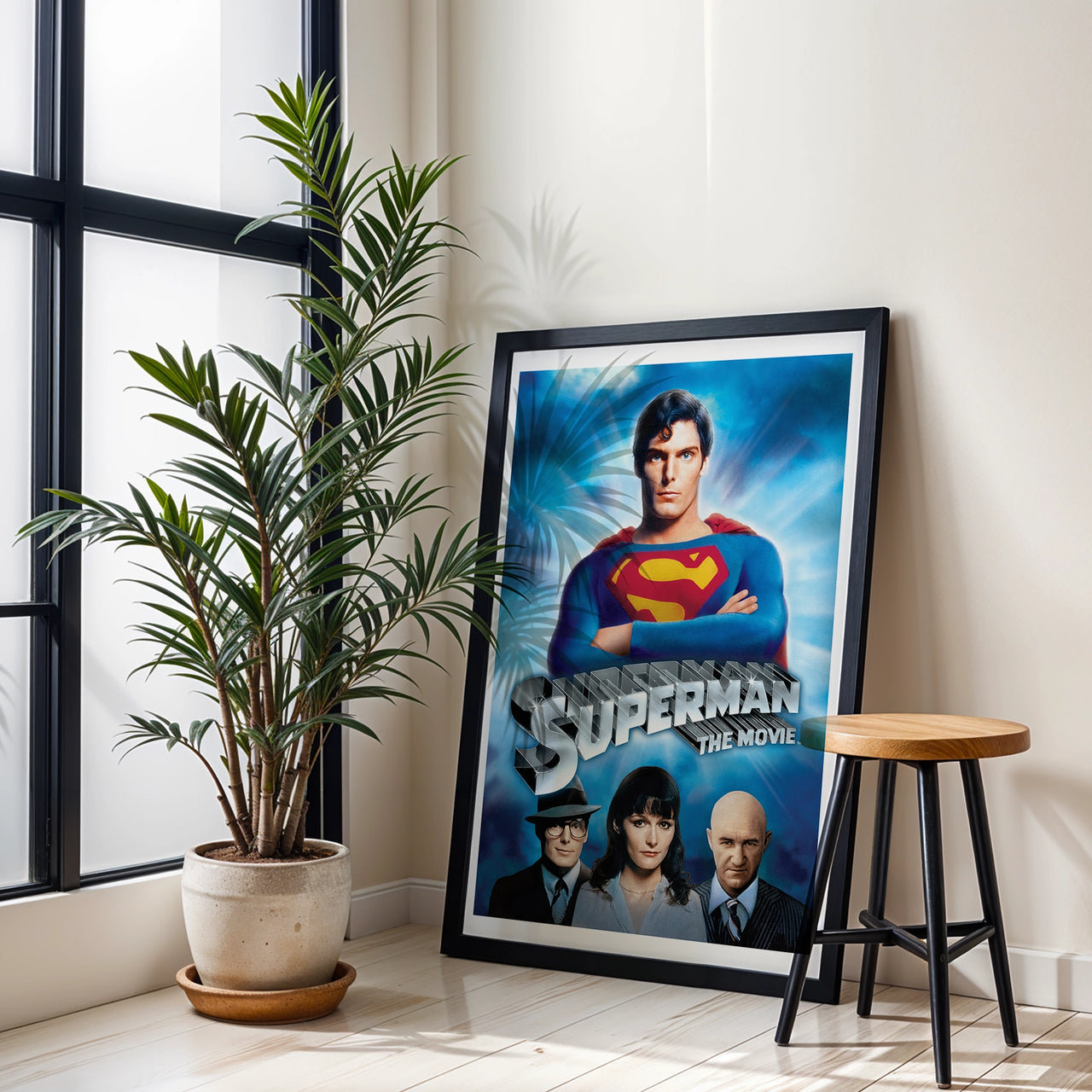 Superman, Retro Film Poster, Framed Giclée Fine Art Poster Print