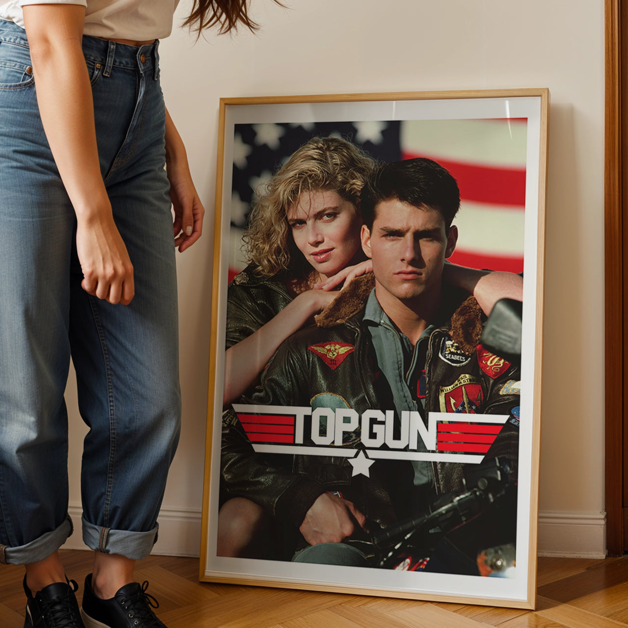 Top Gun, Retro Film Poster, Framed Giclée Fine Art Poster Print