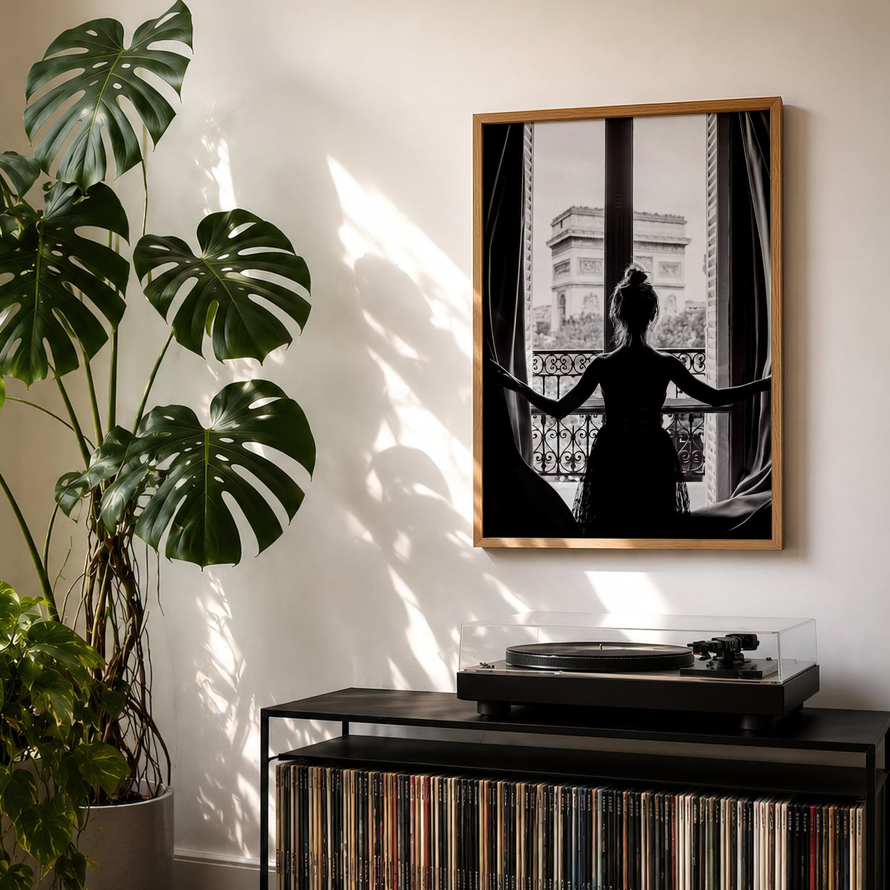 Woman at the Window Print | Vintage Black & White Photography