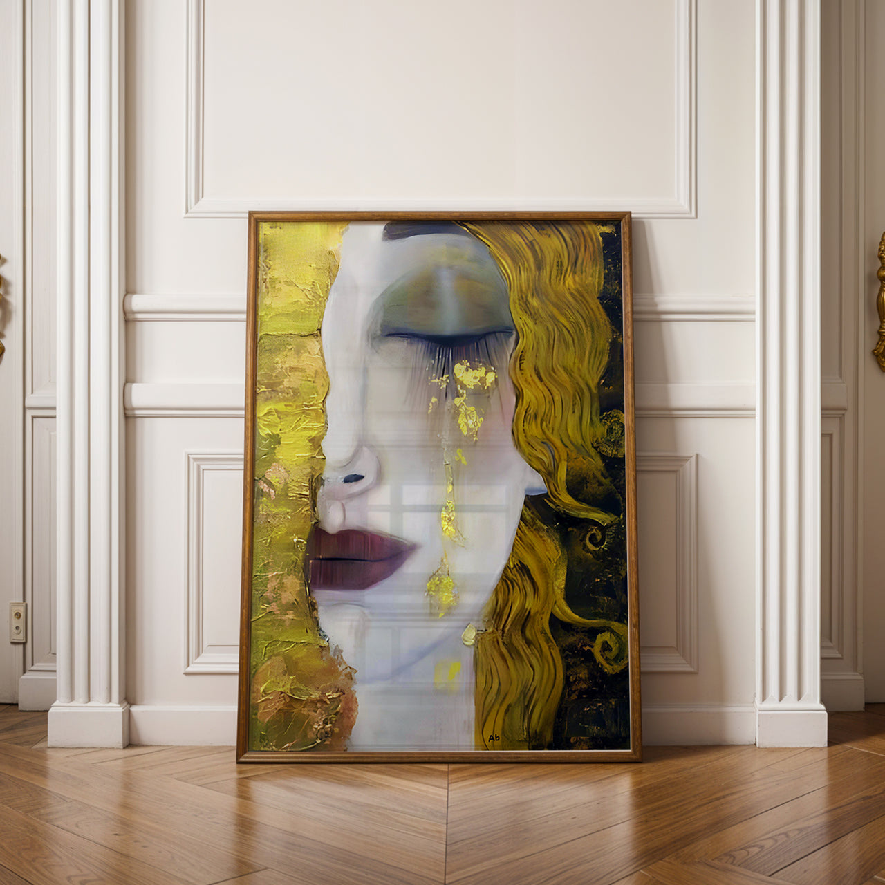 Golden Tear Portrait, Gustav Klimt (Inspired Artworks), Framed Giclée Fine Art Poster Print