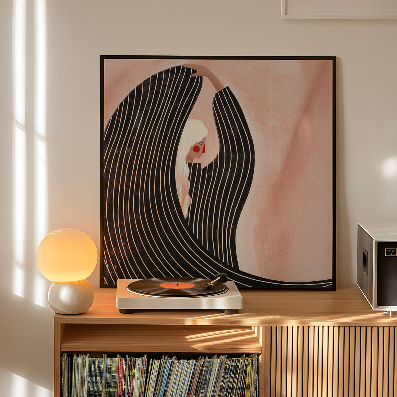 The Woman in the Black Stripy Dress Print | Contemporary Minimalist Wall Art