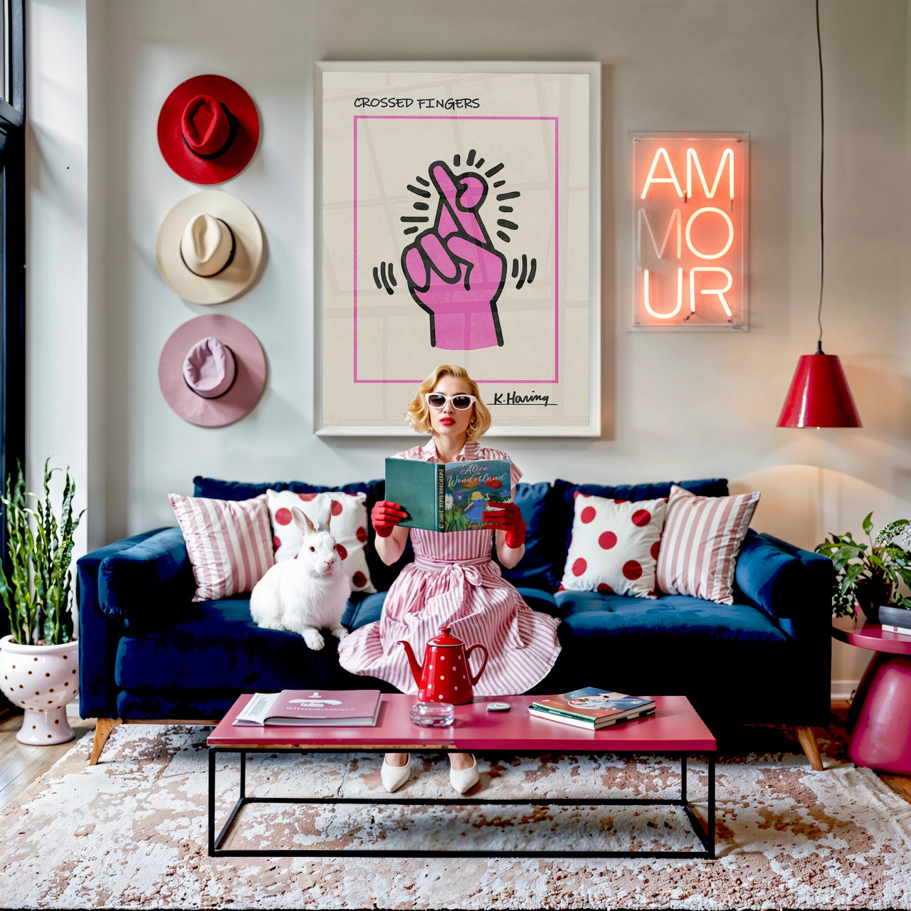 Crossed Fingers, Keith Haring, Framed Giclée Fine Art Poster Print