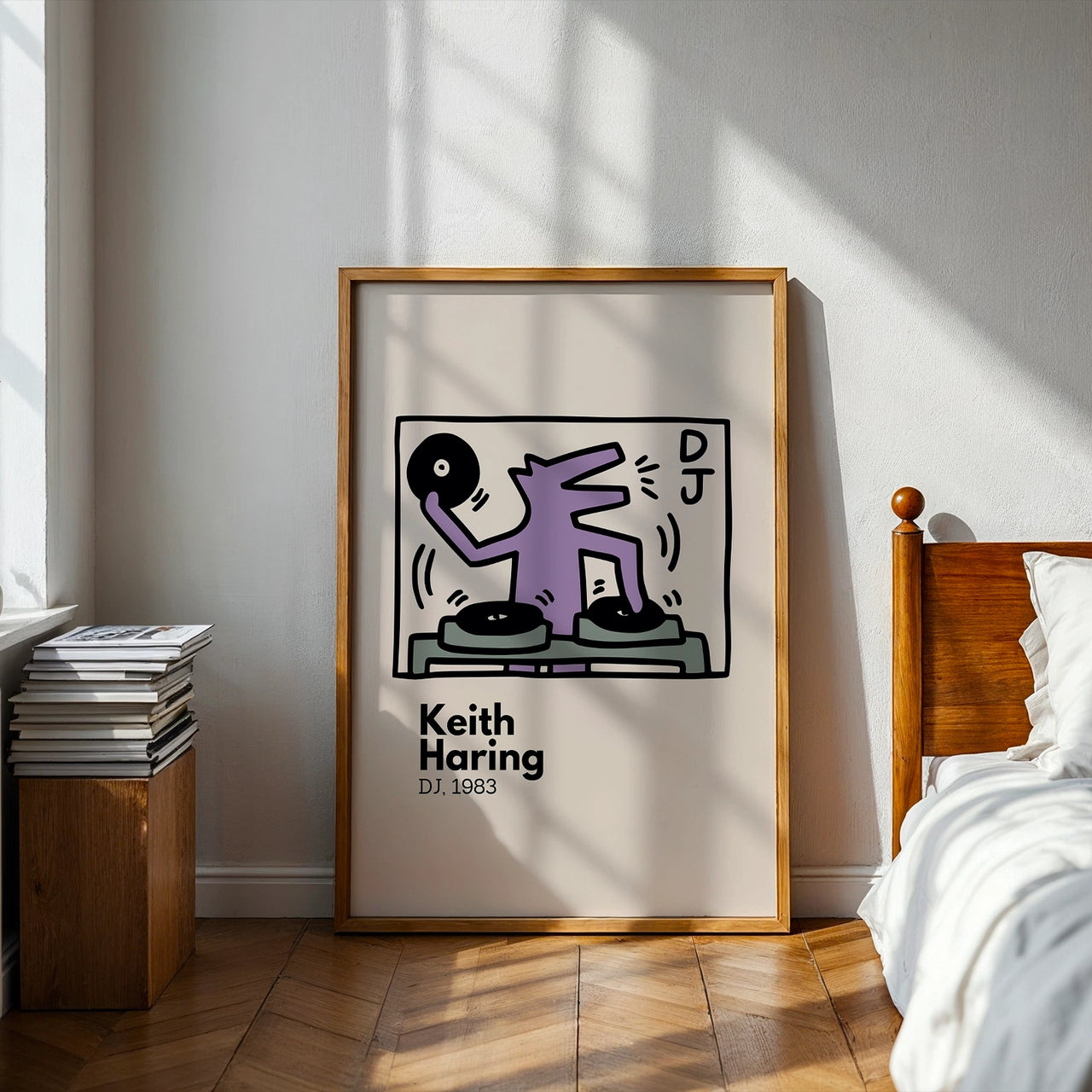 DJ Dog #2, Keith Haring Inspired Artworks, Framed Giclée Fine Art Poster Print