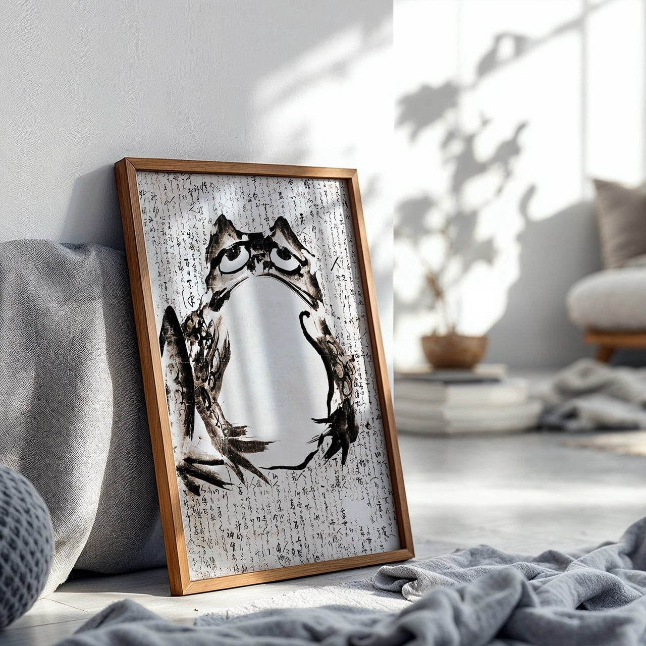 Frolicking Frogs, Kawanabe Kyōsai, Framed Giclée Fine Art Poster Print