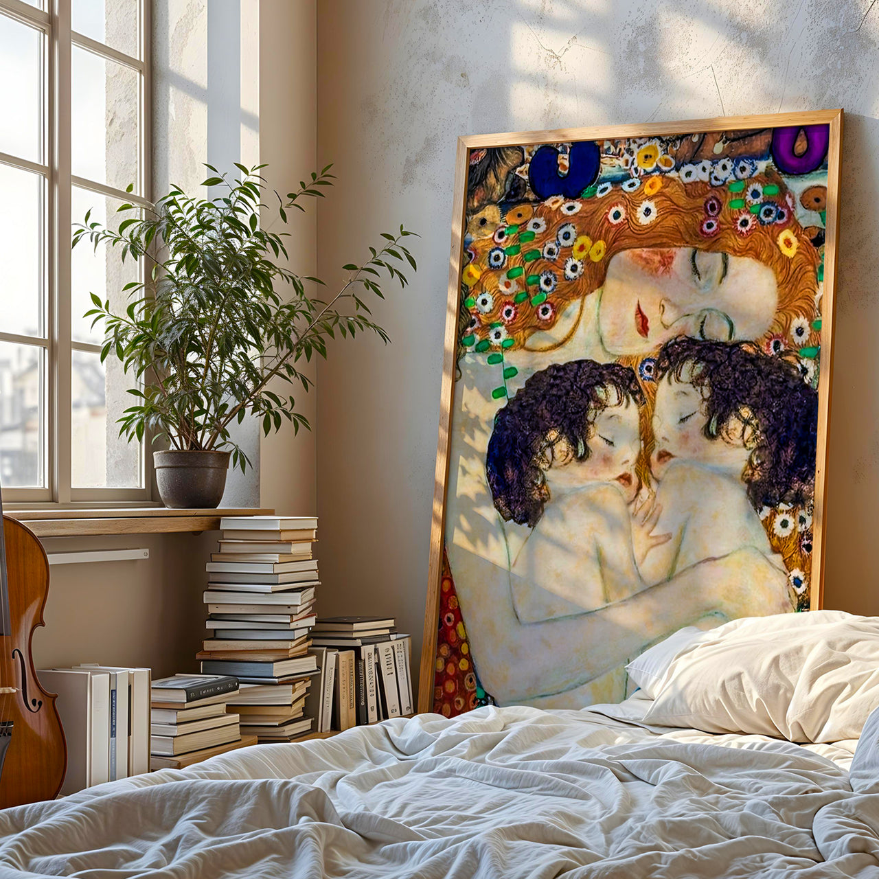 Mother and Children, Gustav Klimt, Figurative Fine Art Print, Framed Giclée Fine Art Poster