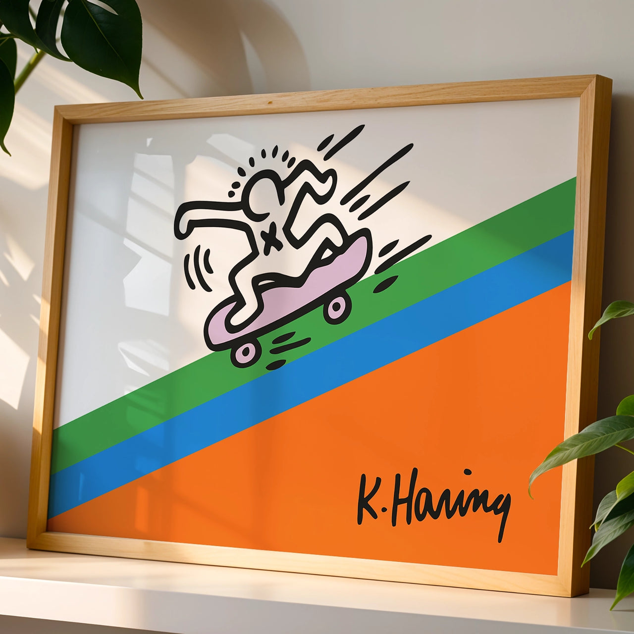 The Skater, Keith Haring Inspired artworks, Framed Giclée Fine Art Poster Print