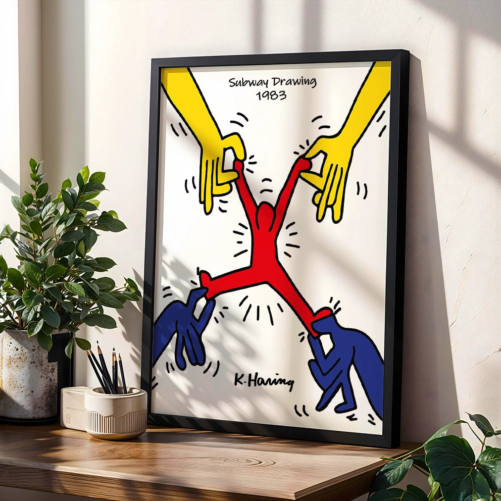 Subway Drawing, Keith Haring Inspired Artworks, Framed Giclée Fine Art Poster Print
