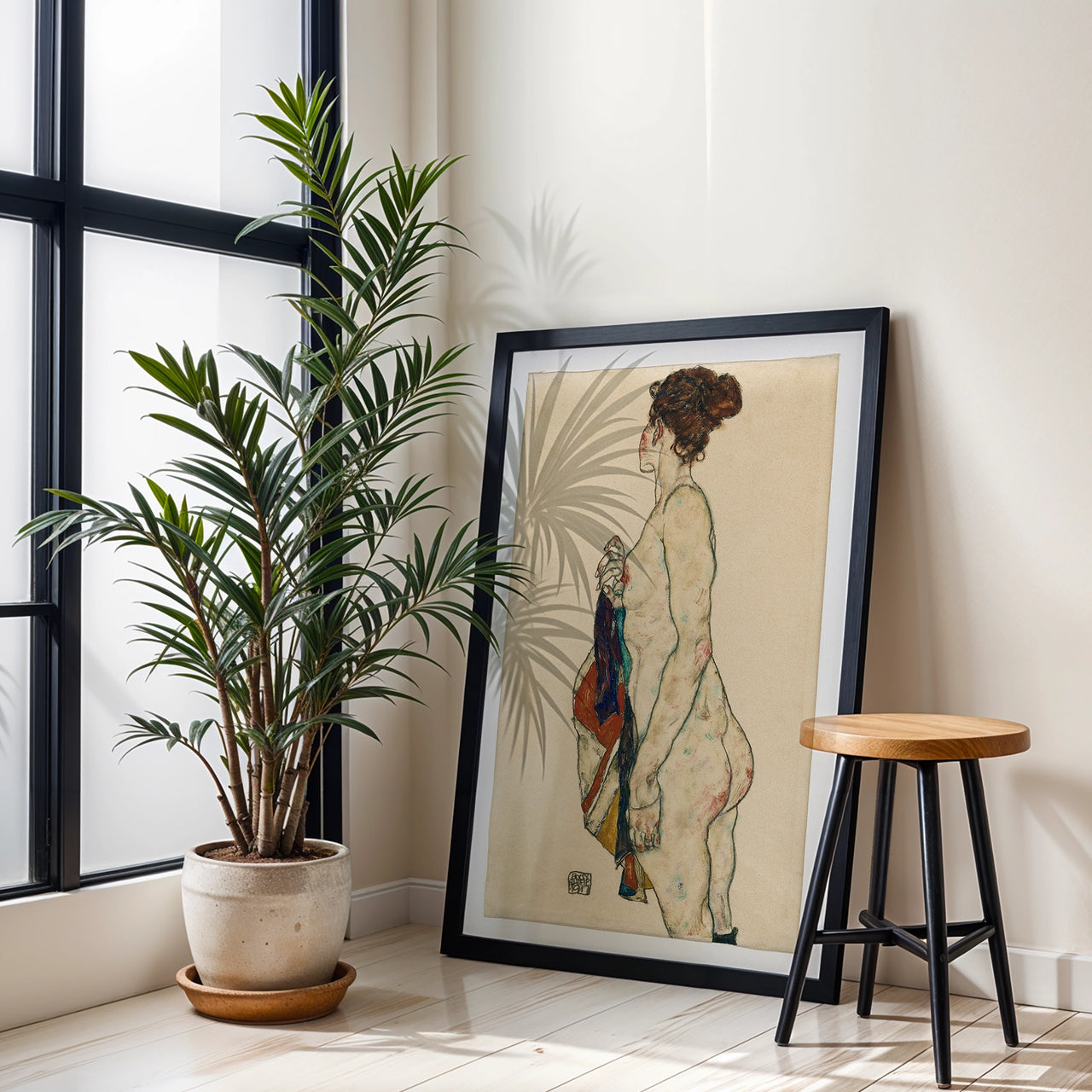 Standing Figure with a Patterned Robe, Egon Schiele, Framed Giclée Fine Art Poster Print